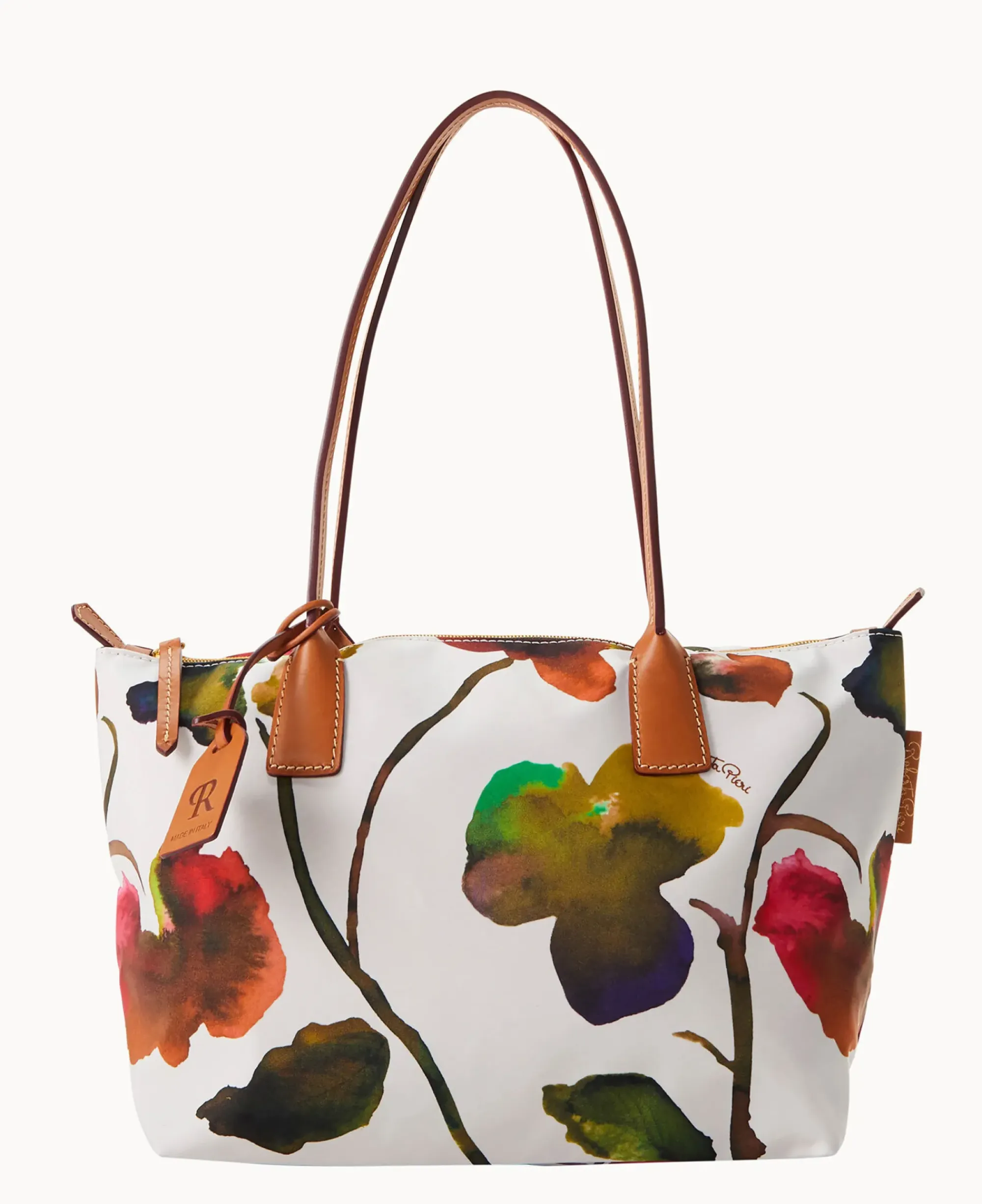 Dooney & Bourke Printed Fabric|Shoulder Bags<Roberta Pieri Flower Classic Sm Robertina Tote w Long Handle White