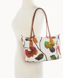 Dooney & Bourke Printed Fabric|Shoulder Bags<Roberta Pieri Flower Classic Sm Robertina Tote w Long Handle White