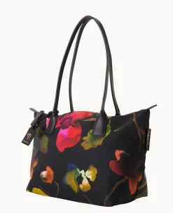 Dooney & Bourke Printed Fabric|Shoulder Bags<Roberta Pieri Flower Classic Sm Robertina Tote w Long Handle Black Black