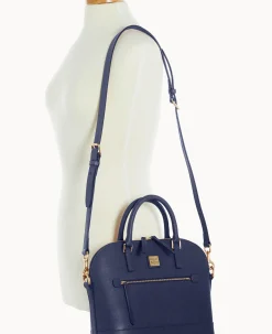 Dooney & Bourke The Saffiano Collection|Ready For the Getaway<Saffiano Domed Zip Satchel Marine