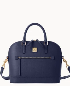 Dooney & Bourke The Saffiano Collection|Ready For the Getaway<Saffiano Domed Zip Satchel Marine
