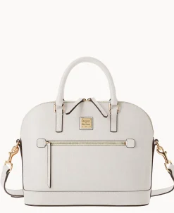 Dooney & Bourke The Saffiano Collection|Ready For the Getaway<Saffiano Domed Zip Satchel Ecru