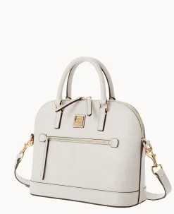 Dooney & Bourke The Saffiano Collection|Ready For the Getaway<Saffiano Domed Zip Satchel Ecru