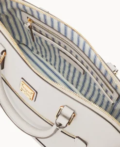 Dooney & Bourke The Saffiano Collection|Ready For the Getaway<Saffiano Domed Zip Satchel Ecru