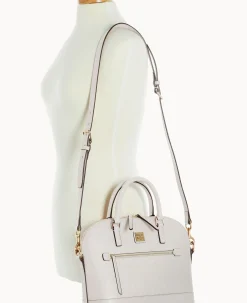 Dooney & Bourke The Saffiano Collection|Ready For the Getaway<Saffiano Domed Zip Satchel Ecru