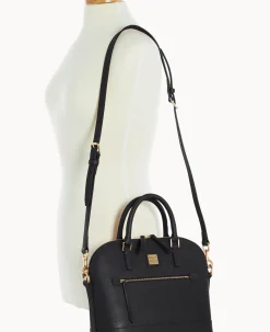 Dooney & Bourke The Saffiano Collection|Ready For the Getaway<Saffiano Domed Zip Satchel Black