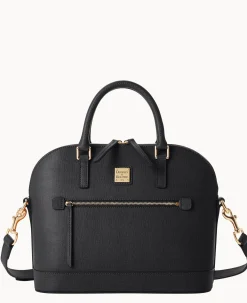 Dooney & Bourke The Saffiano Collection|Ready For the Getaway<Saffiano Domed Zip Satchel Black