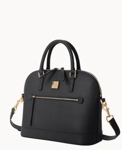 Dooney & Bourke The Saffiano Collection|Ready For the Getaway<Saffiano Domed Zip Satchel Black