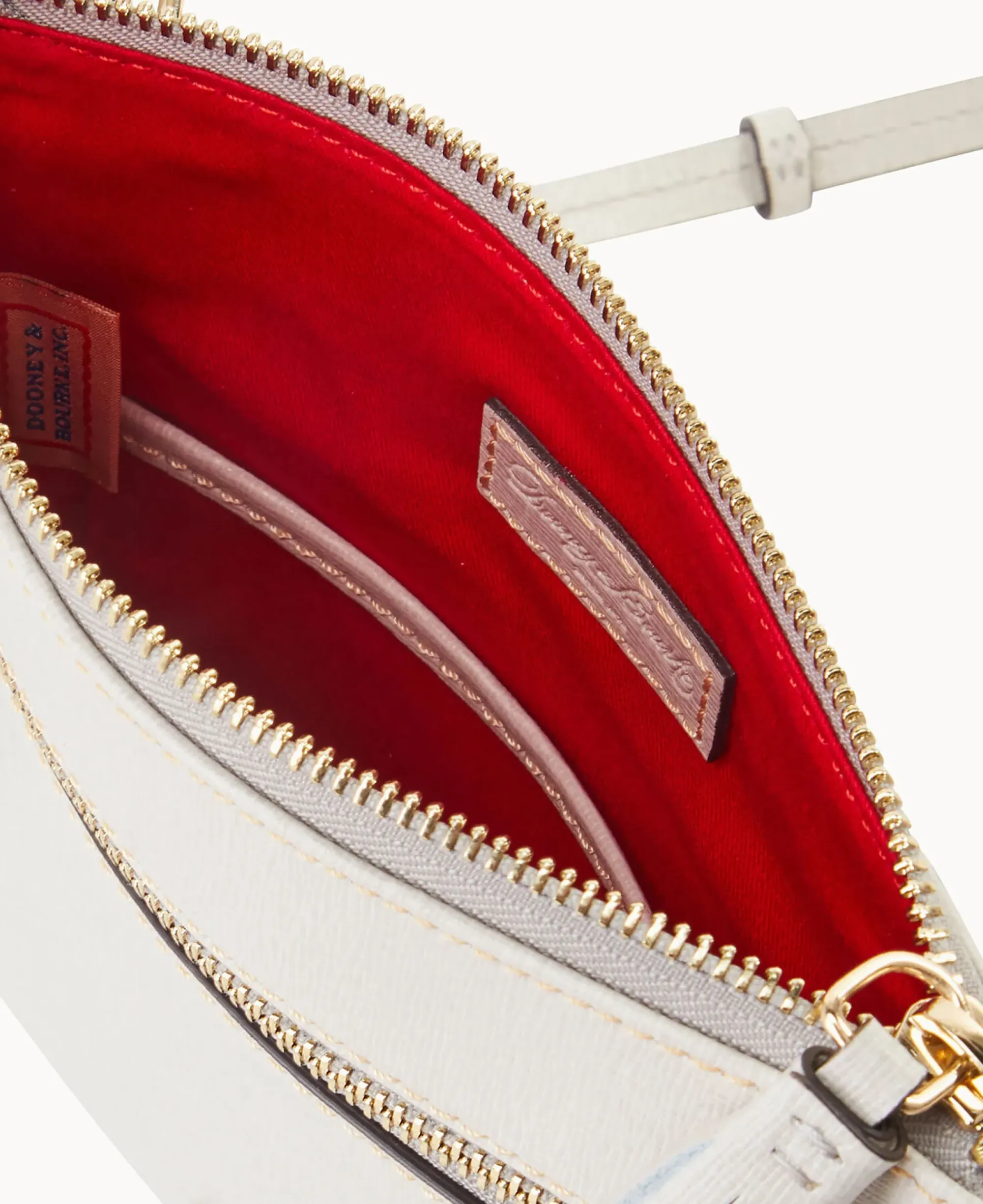 Dooney & Bourke The Saffiano Collection|Textured Leather<Saffiano Double Zip Tassel Crossbody Ecru