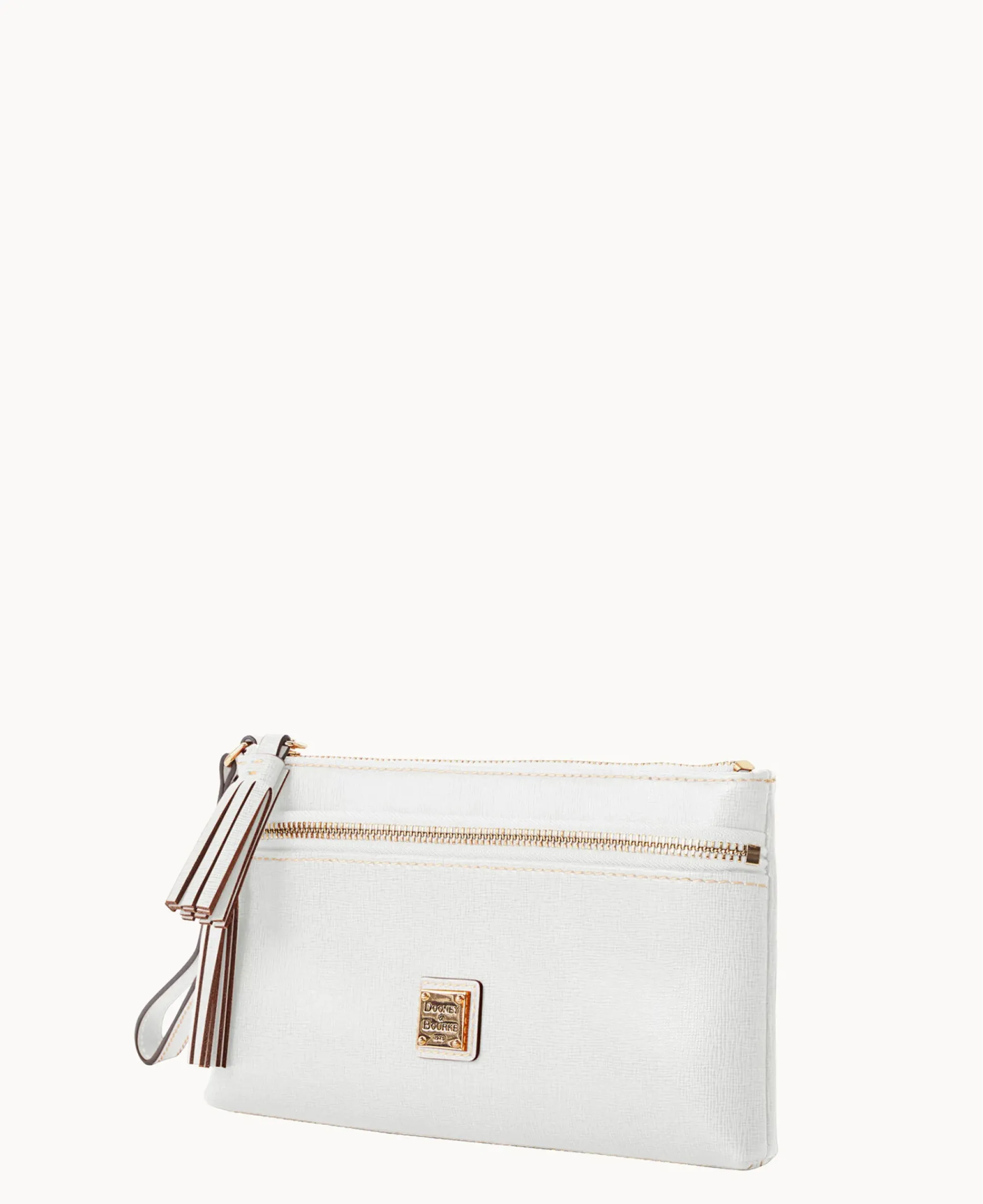 Dooney & Bourke The Saffiano Collection|Grab and Go<Saffiano Double Zip Wristlet Off White