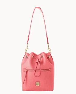 Dooney & Bourke The Saffiano Collection|Ready For the Getaway<Saffiano Drawstring Bubble Gum