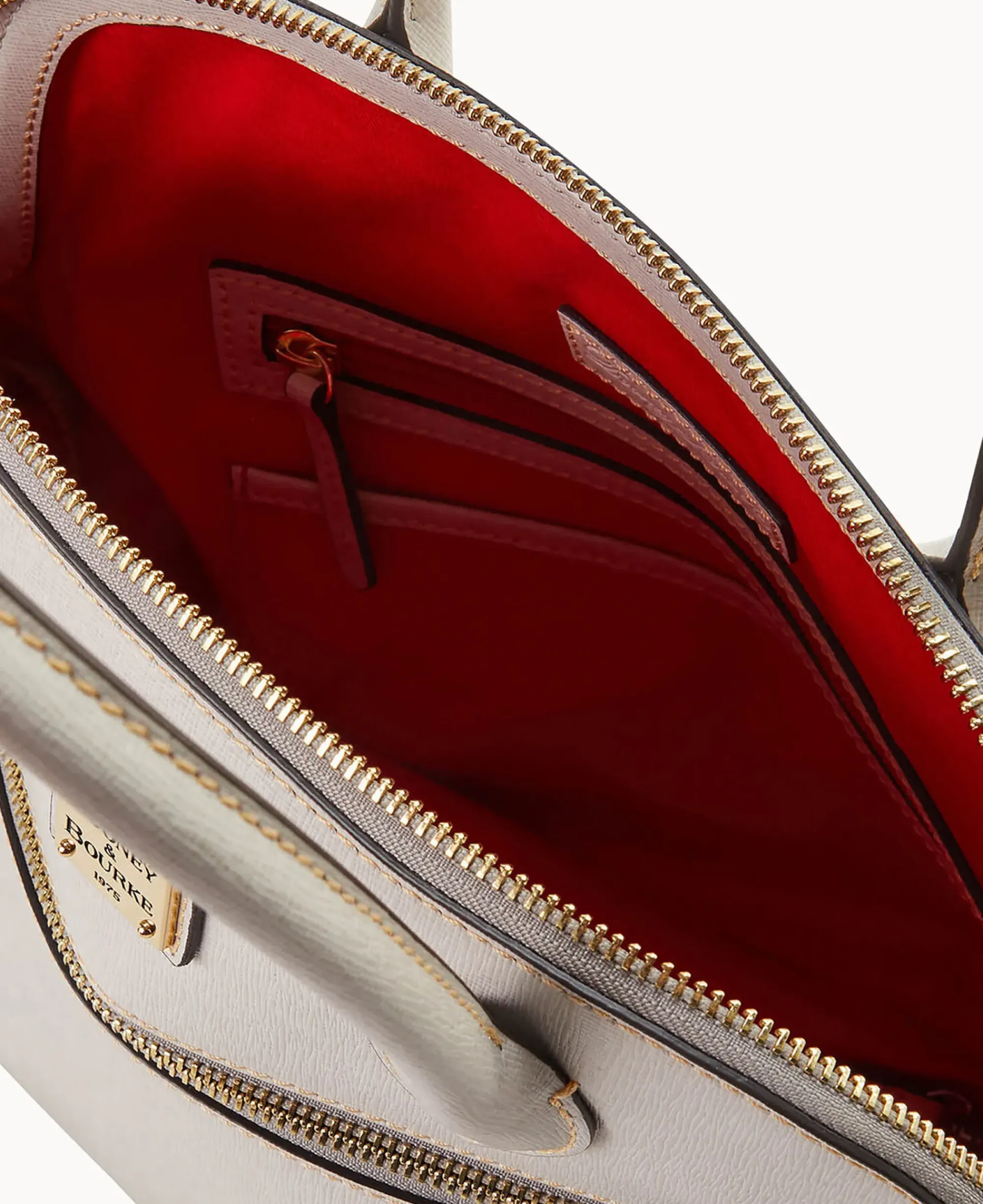 Dooney & Bourke The Saffiano Collection|Textured Leather<Saffiano Large Domed Satchel Ecru
