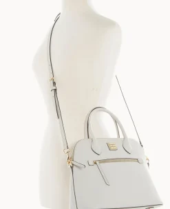 Dooney & Bourke The Saffiano Collection|Textured Leather<Saffiano Large Domed Satchel Ecru