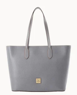 Dooney & Bourke The Saffiano Collection|Textured Leather<Saffiano Large Tote Smoke Grey