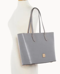 Dooney & Bourke The Saffiano Collection|Textured Leather<Saffiano Large Tote Smoke Grey