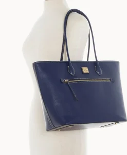 Dooney & Bourke The Saffiano Collection|Textured Leather<Saffiano Large Tote Marine