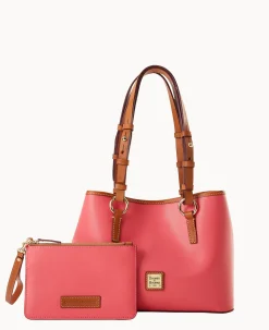 Dooney & Bourke The Saffiano Collection|Textured Leather<Saffiano Small Briana with Pouch Bubble Gum