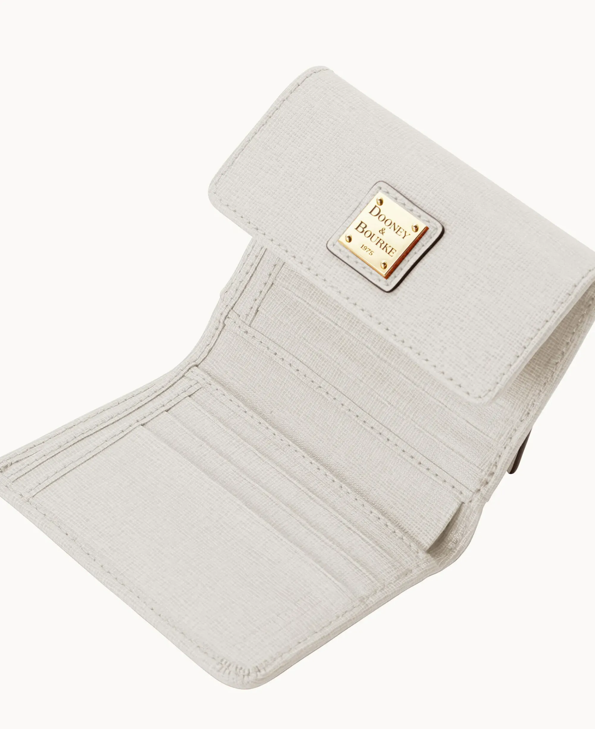 Dooney & Bourke The Saffiano Collection|Grab and Go<Saffiano Small Flap Credit Card Wallet Ecru
