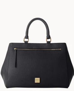 Dooney & Bourke The Saffiano Collection|Ready For the Getaway<Saffiano Zip Satchel Black