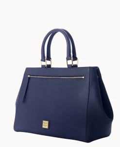 Dooney & Bourke The Saffiano Collection|Ready For the Getaway<Saffiano Zip Satchel Marine