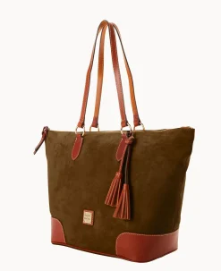 Dooney & Bourke Textured Leather|Shoulder Bags<Suede Career Tote Olive