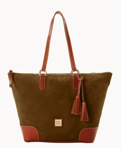 Dooney & Bourke Textured Leather|Shoulder Bags<Suede Career Tote Olive