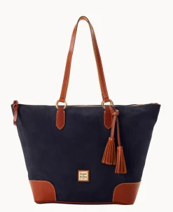 Dooney & Bourke Textured Leather|Shoulder Bags<Suede Career Tote Navy