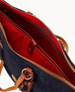 Dooney & Bourke Textured Leather|Shoulder Bags<Suede Career Tote Navy
