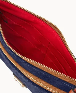 Dooney & Bourke Grab and Go|Wristlets<Suede Double Zip Wristlet Navy