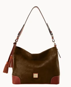 Dooney & Bourke Textured Leather|Shoulder Bags<Suede Large Sac Olive
