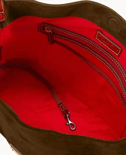 Dooney & Bourke Textured Leather|Shoulder Bags<Suede Large Sac Olive