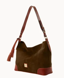 Dooney & Bourke Textured Leather|Shoulder Bags<Suede Large Sac Olive