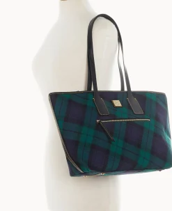 Dooney & Bourke Printed Fabric|Shoulder Bags<Tartan Tote Navy