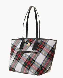 Dooney & Bourke Printed Fabric|Shoulder Bags<Tartan Tote White