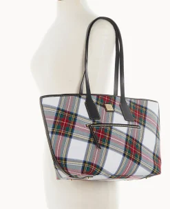 Dooney & Bourke Printed Fabric|Shoulder Bags<Tartan Tote White
