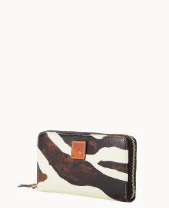 Dooney & Bourke The Zebra Collection|Grab and Go<Leather Large Zip Around Wristlet Zebra
